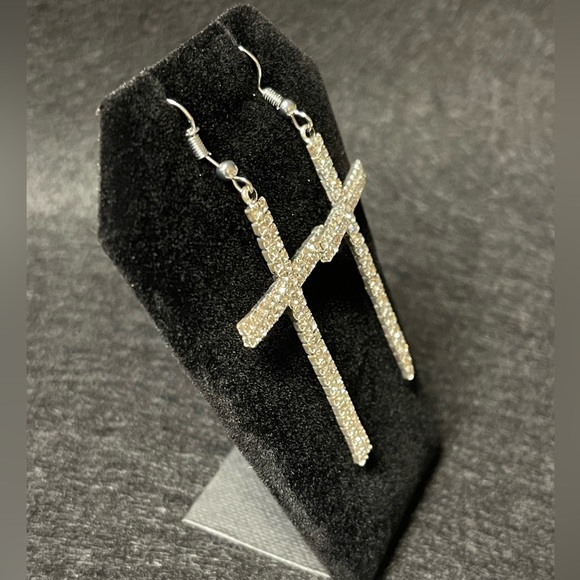 Sparkle Cross Earrings - Picture 4 of 4